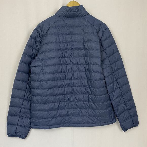 Heatkeep Packable Down Jacket Mens Large Navy Blue Puffer Insulated Full Zip - Picture 2 of 13